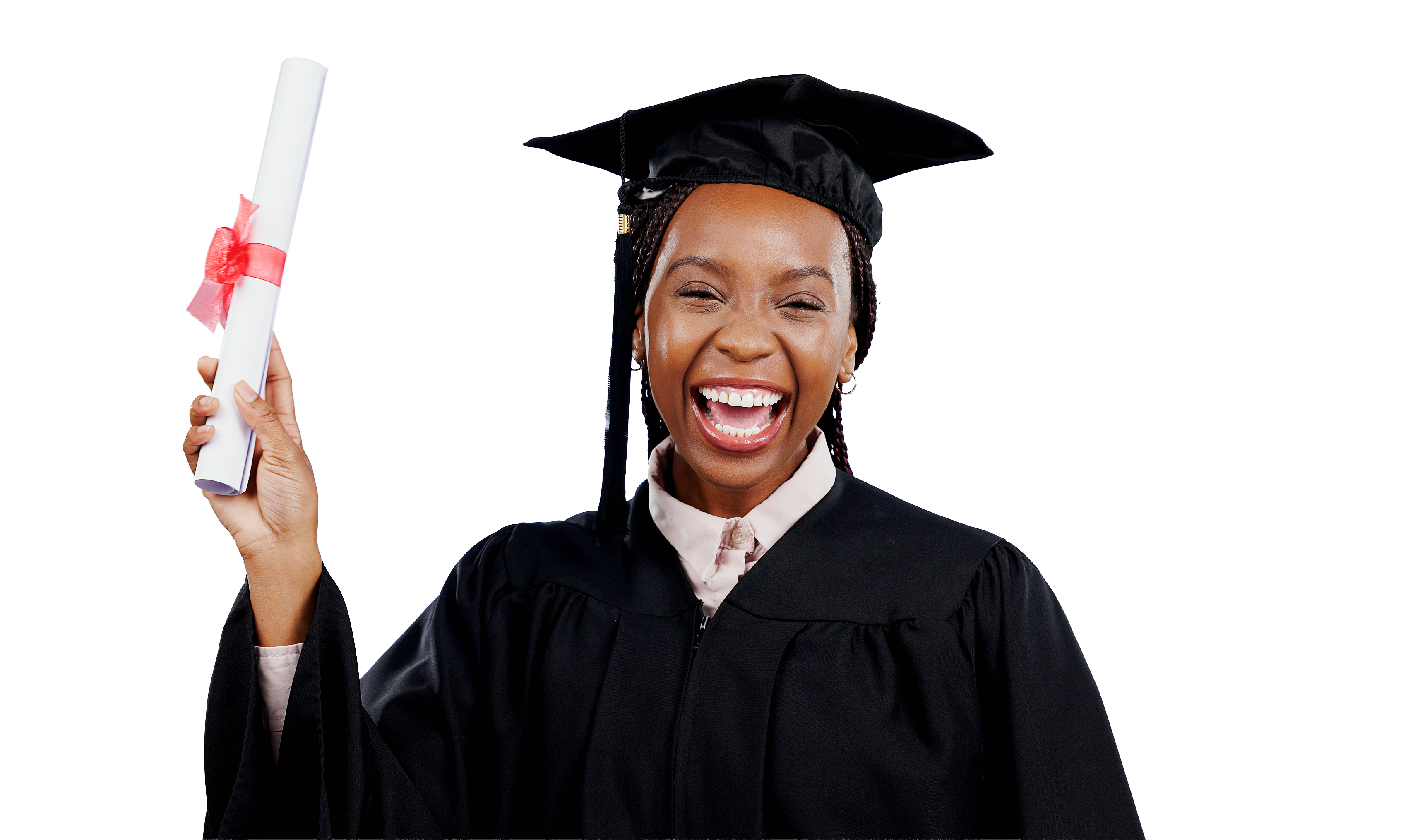 Smiling graduate holding a diploma
